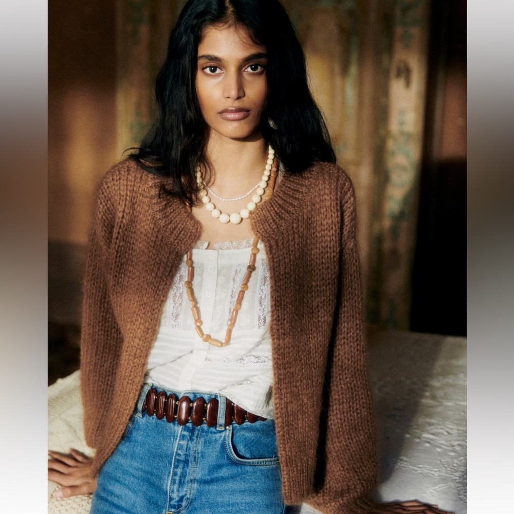 Sezane Warm Brown Women's Cardigan NWOT